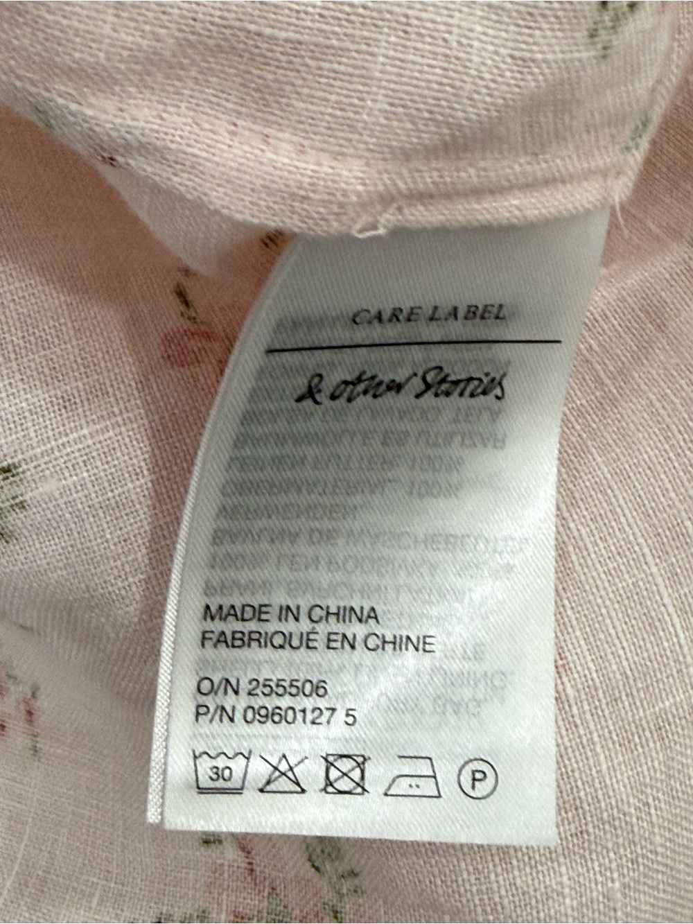 & Other Stories light pink floral linen smocked puff sleeve side slit dress - Picture 4 of 15